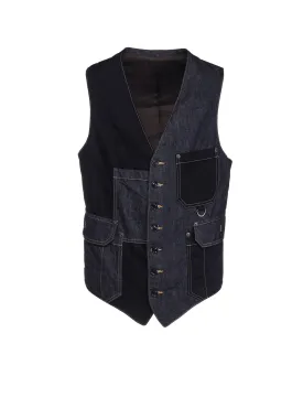 7OZ DENIM CRAZY PATCHWORK VEST