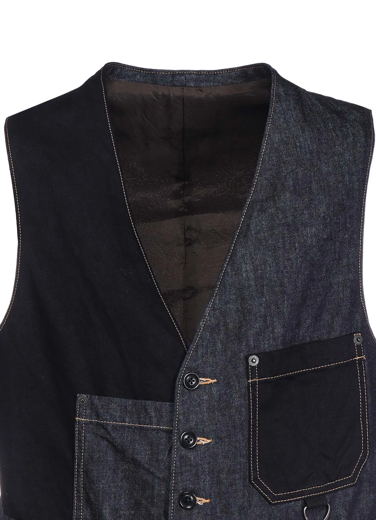 7OZ DENIM CRAZY PATCHWORK VEST