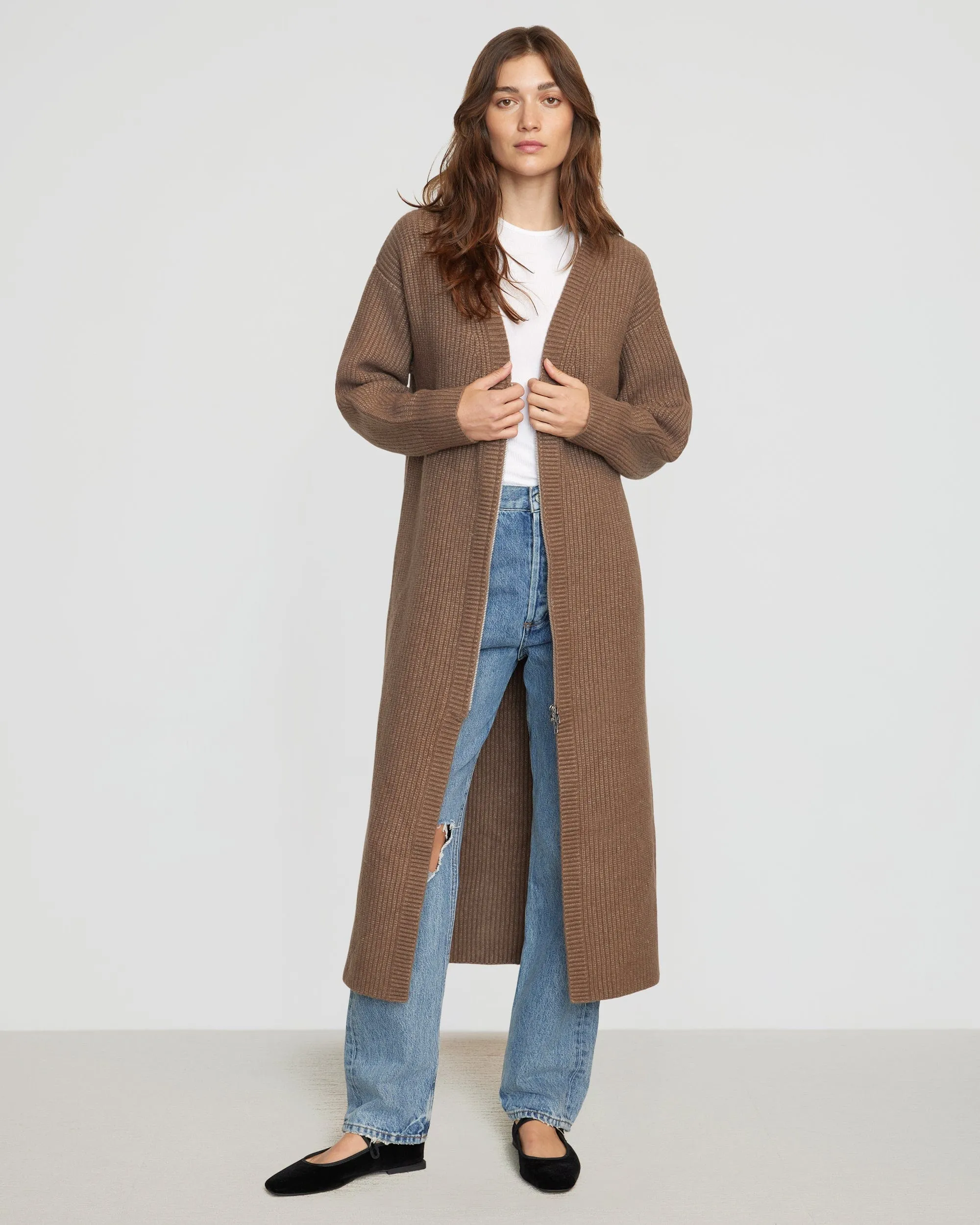 Alma Oversized Two-Way Zip Cardigan