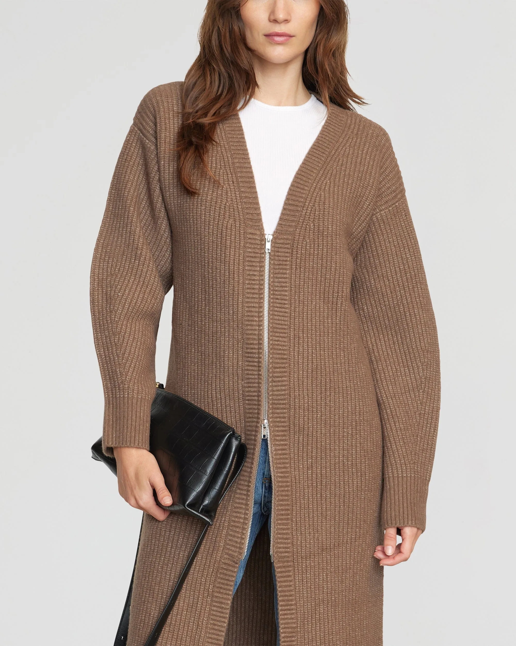 Alma Oversized Two-Way Zip Cardigan