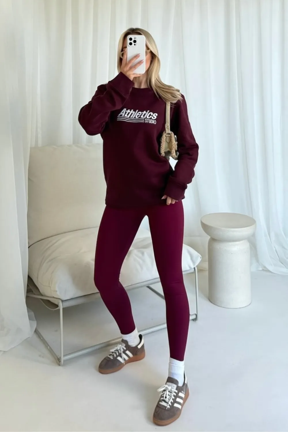 Athletics burgundy embroided sweater