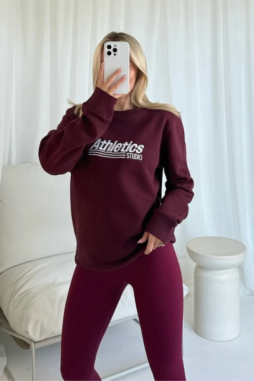 Athletics burgundy embroided sweater