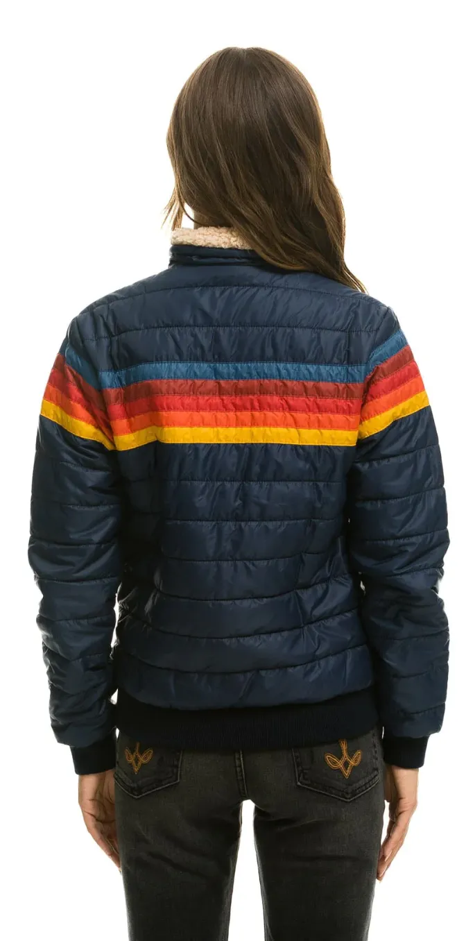 Aviator Nation 5 Stripe Rainbow Women's Jacket Navy