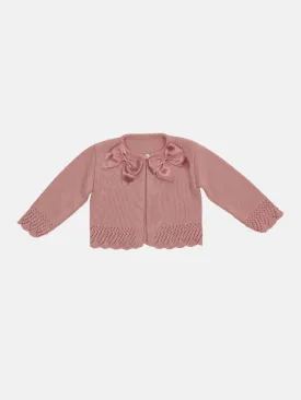 Baby Girl Cardigan with 2 Big Bows-Dusty Pink