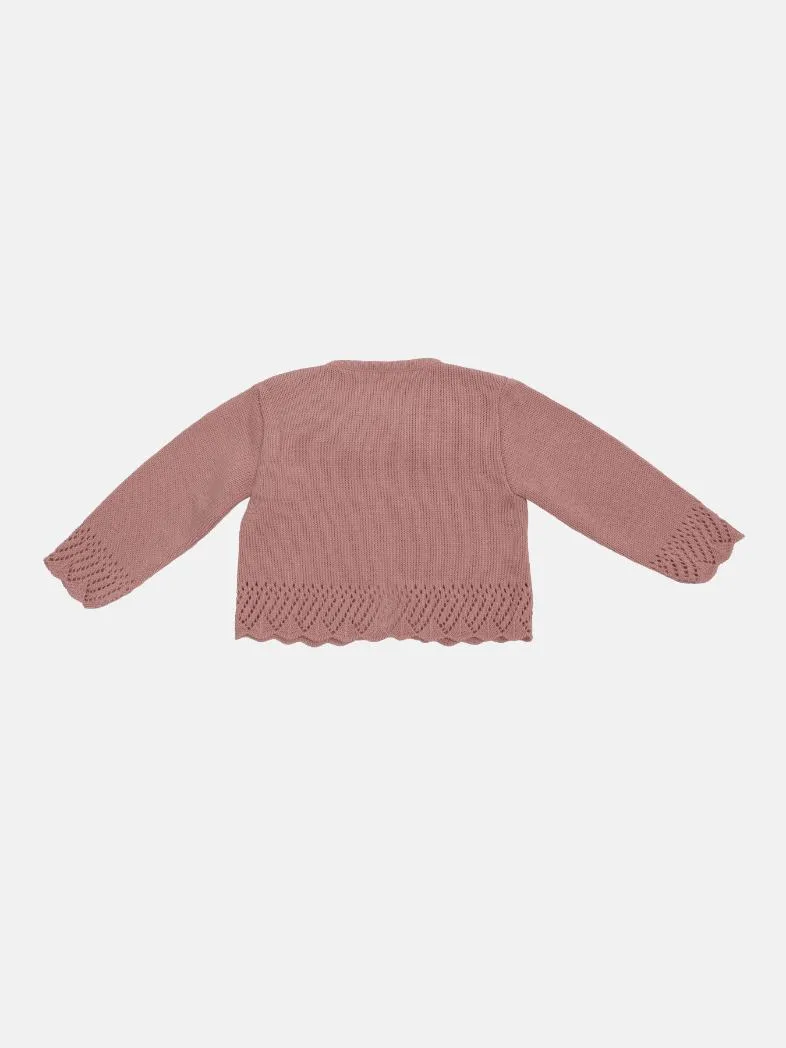 Baby Girl Cardigan with 2 Big Bows-Dusty Pink