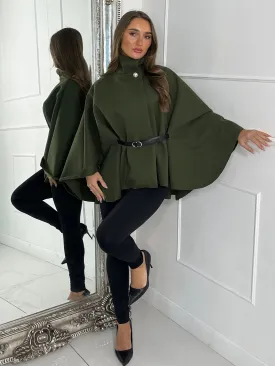 Belted Cape Jacket - Khaki