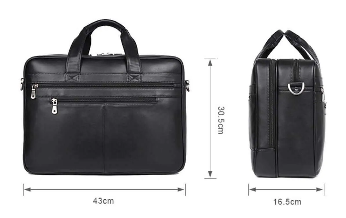 Black Nappa Leather Laptop Bag - Sleek and Functional