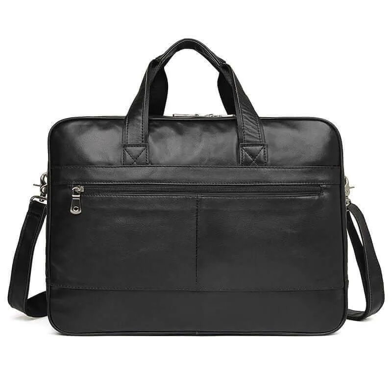 Black Nappa Leather Laptop Bag - Sleek and Functional