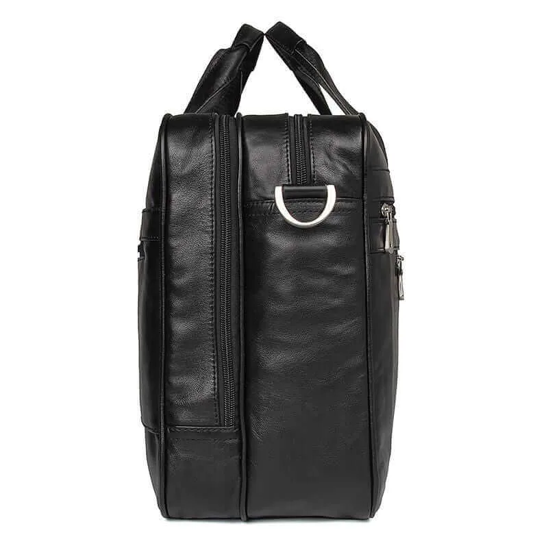 Black Nappa Leather Laptop Bag - Sleek and Functional