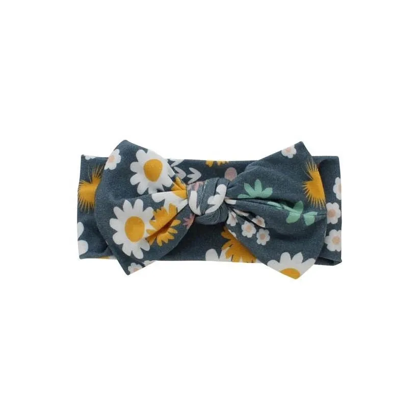 Blue Daisy Bamboo Baby Headband