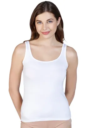 Broad Straps Body Hugging Modal Vest - White