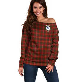 Bruce Tartan Off Shoulder Women Sweater with Family Crest