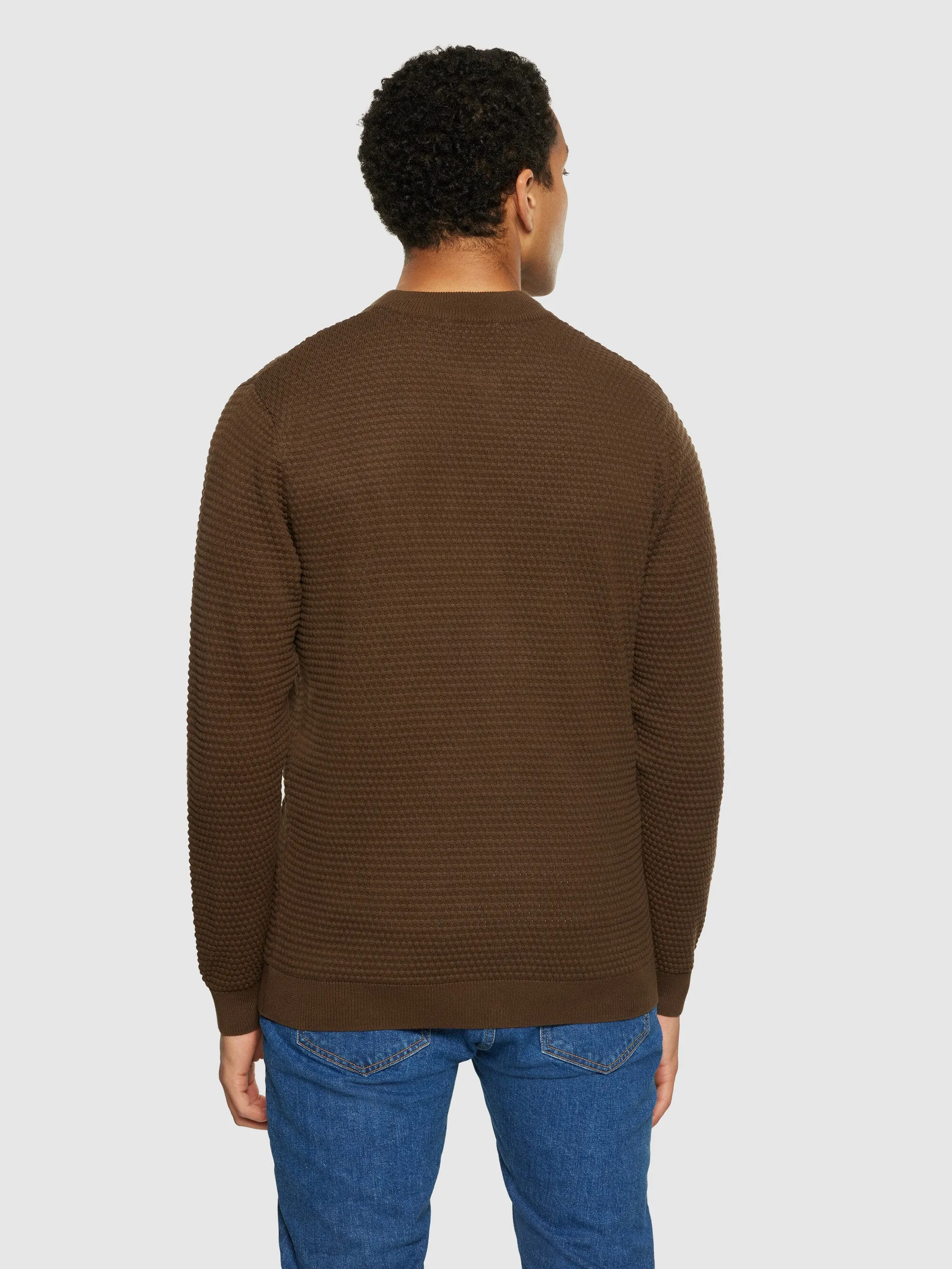 Bubble knit cardigan - Regenerative Organic Certified® - GOTS/Vegan - Demitasse (brown)