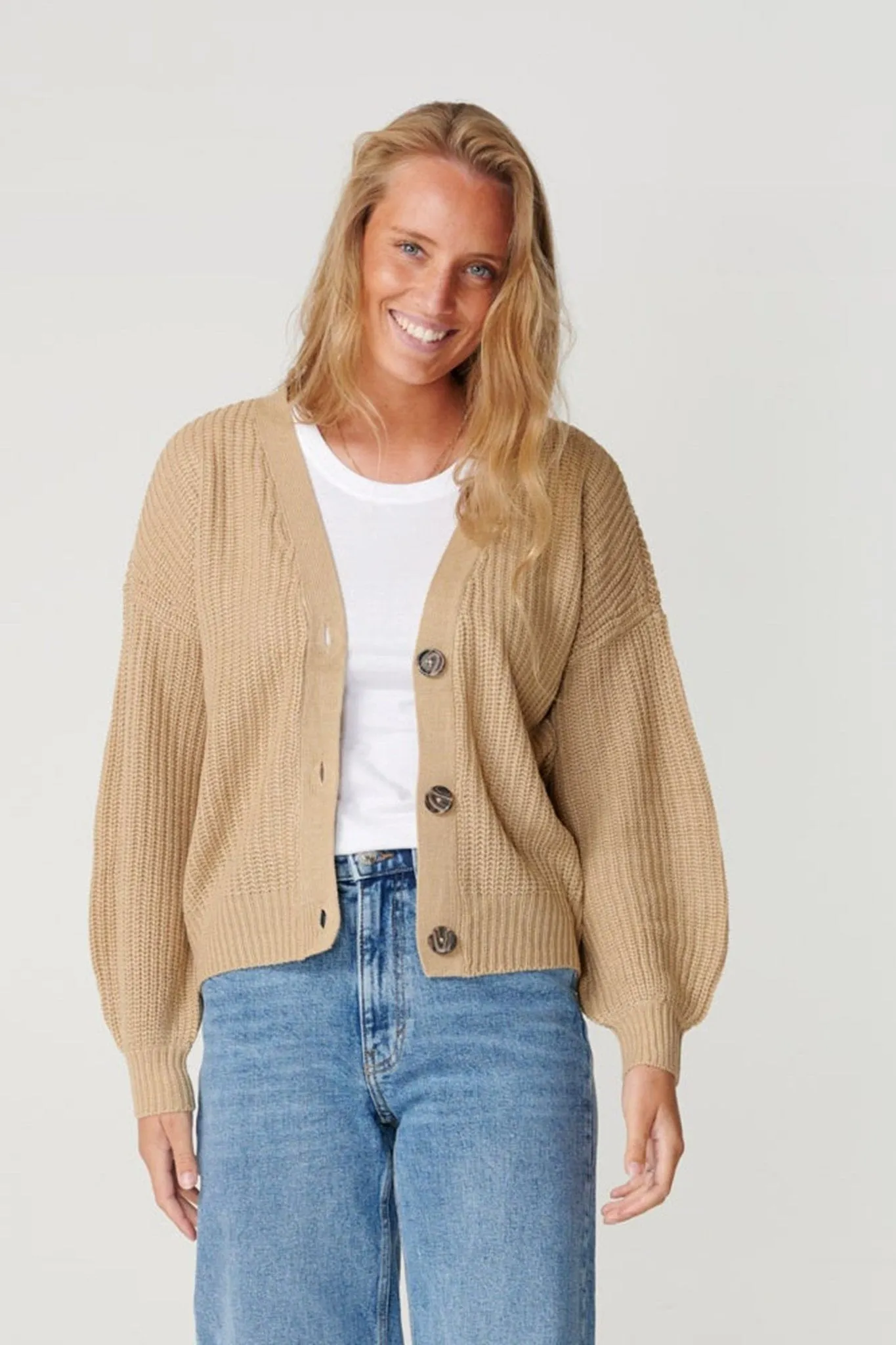 Button Cardigan - Beige