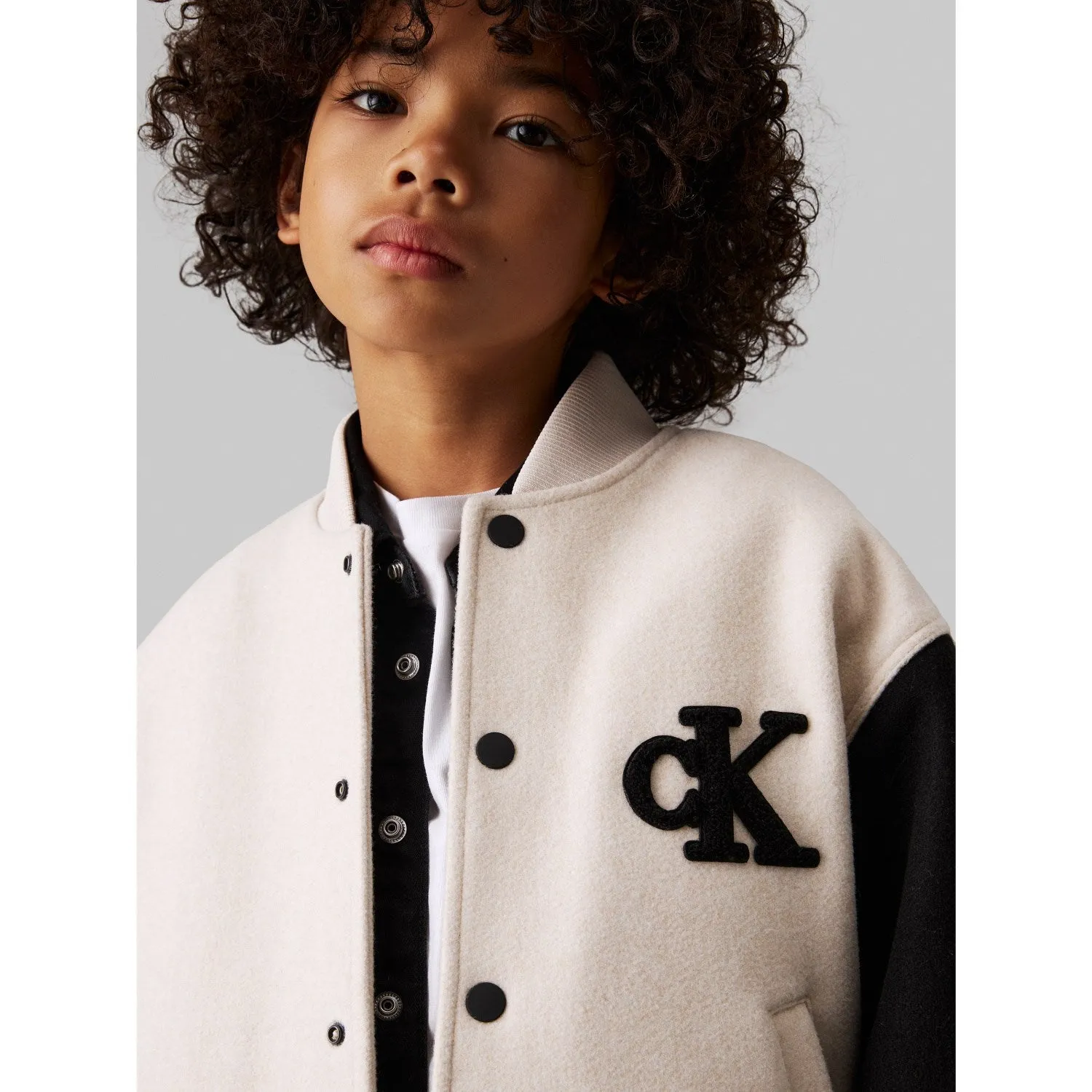 Calvin Klein Oatmeal Heather Heather Varsity Jacket