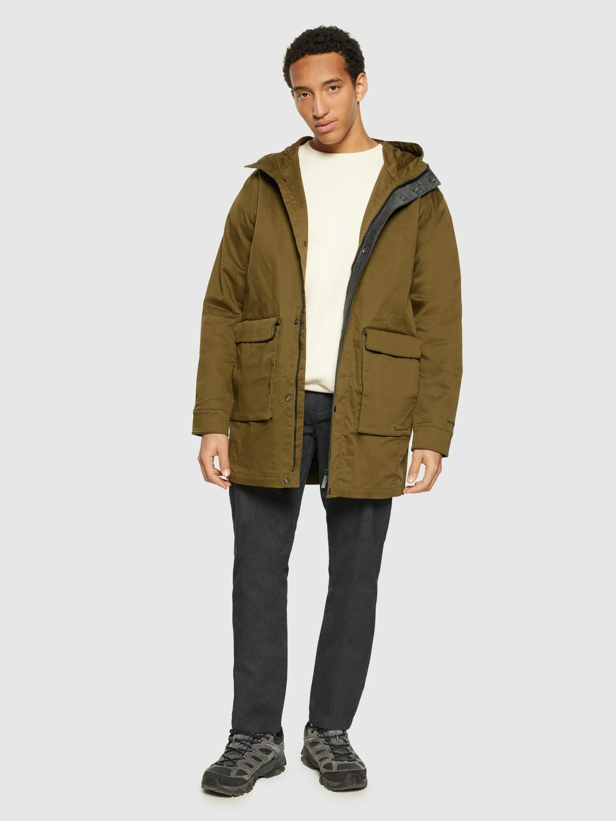 Canvas casual long jacket - GOTS - Dark Olive