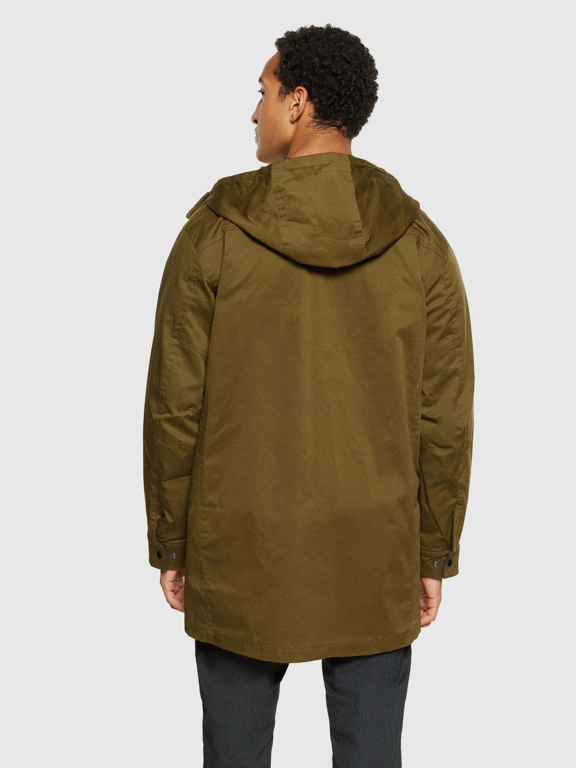 Canvas casual long jacket - GOTS - Dark Olive