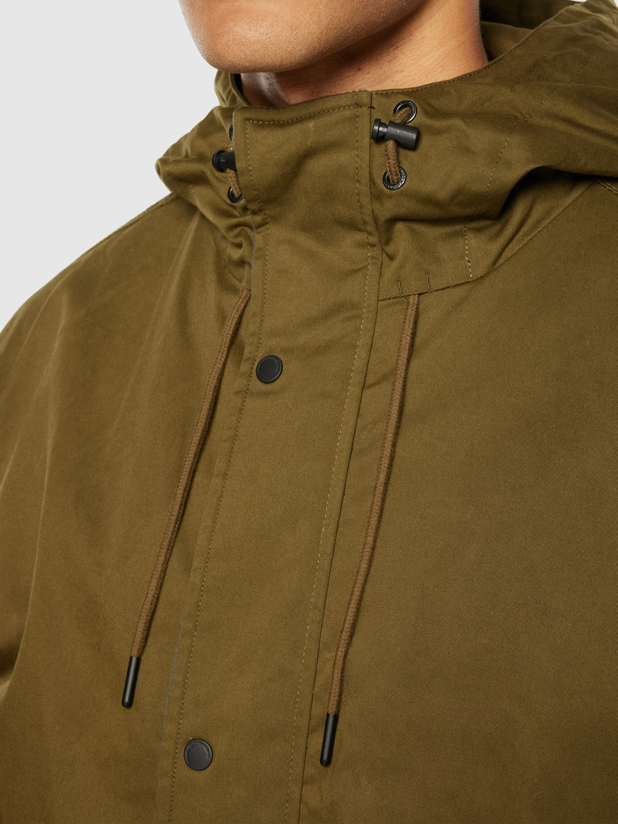 Canvas casual long jacket - GOTS - Dark Olive