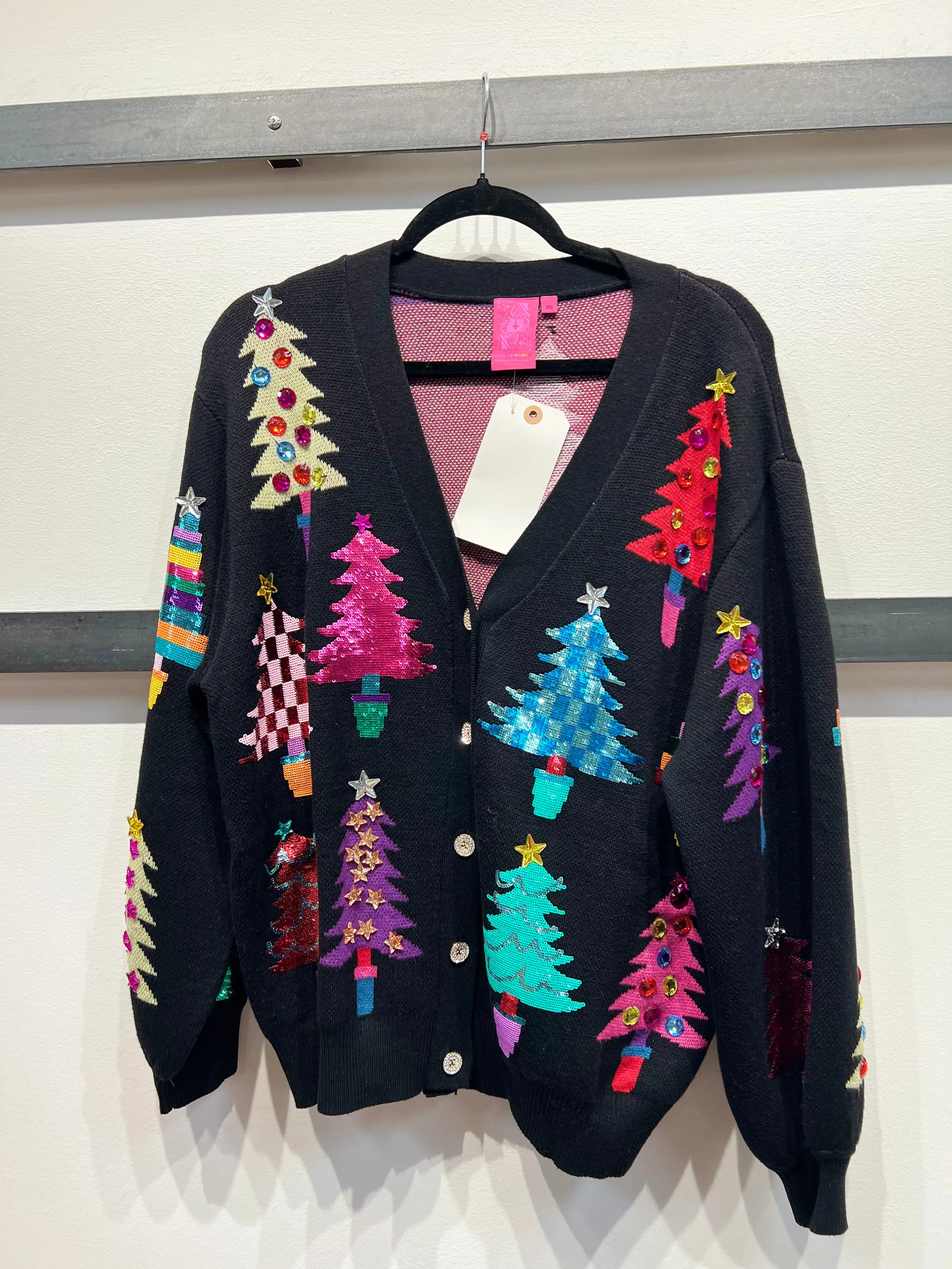 Colorblock Trees Cardigan - Black [Queen of Sparkles]