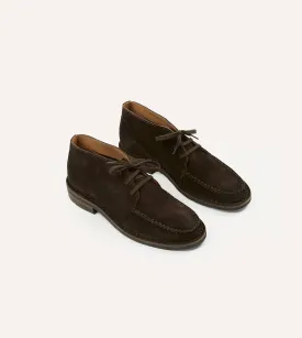 Crosby Moc-Toe Chukka Boot Dark Brown Roughout Suede with Rubber Sole