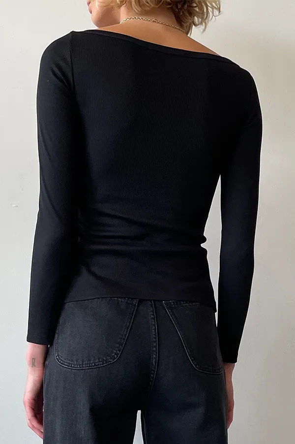 Deep Scoop Blouse in Black