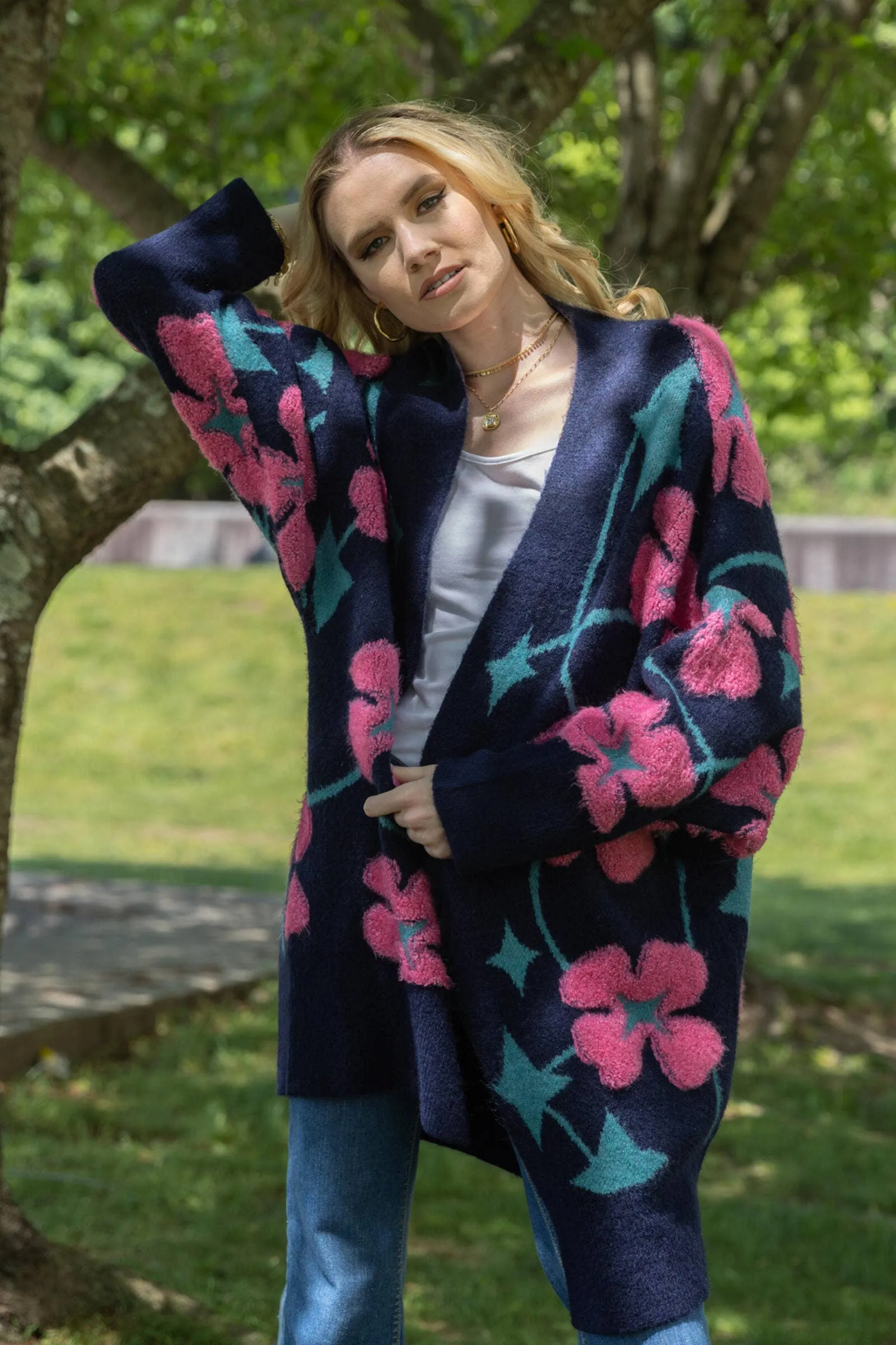 Diamond Flora Knit Cardigan