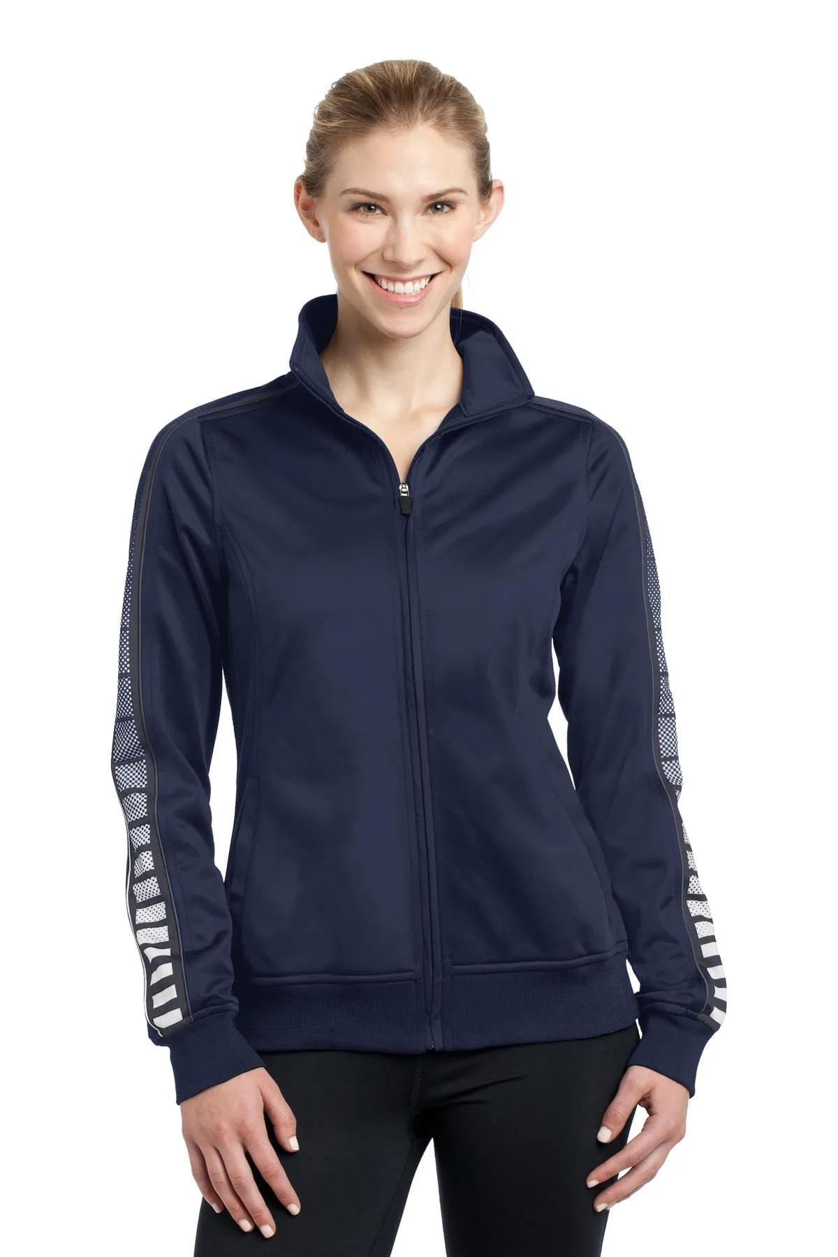 DISCONTINUED  Sport-Tek ®  Ladies Dot Sublimation Tricot Track Jacket. LST93