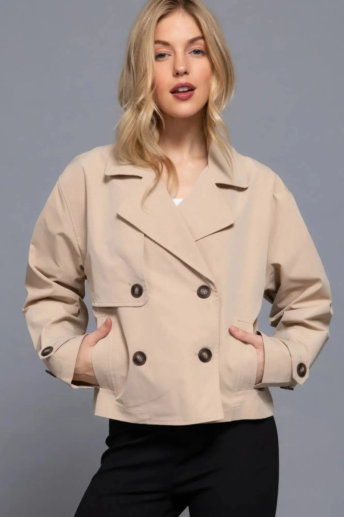 Double Breasted Short Women's Trench Jacket