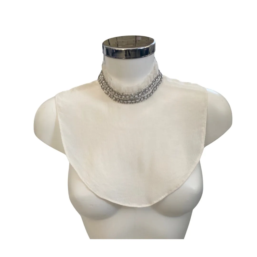 Embellished High Neck Sheer Faux Collar Cream ONE SIZE