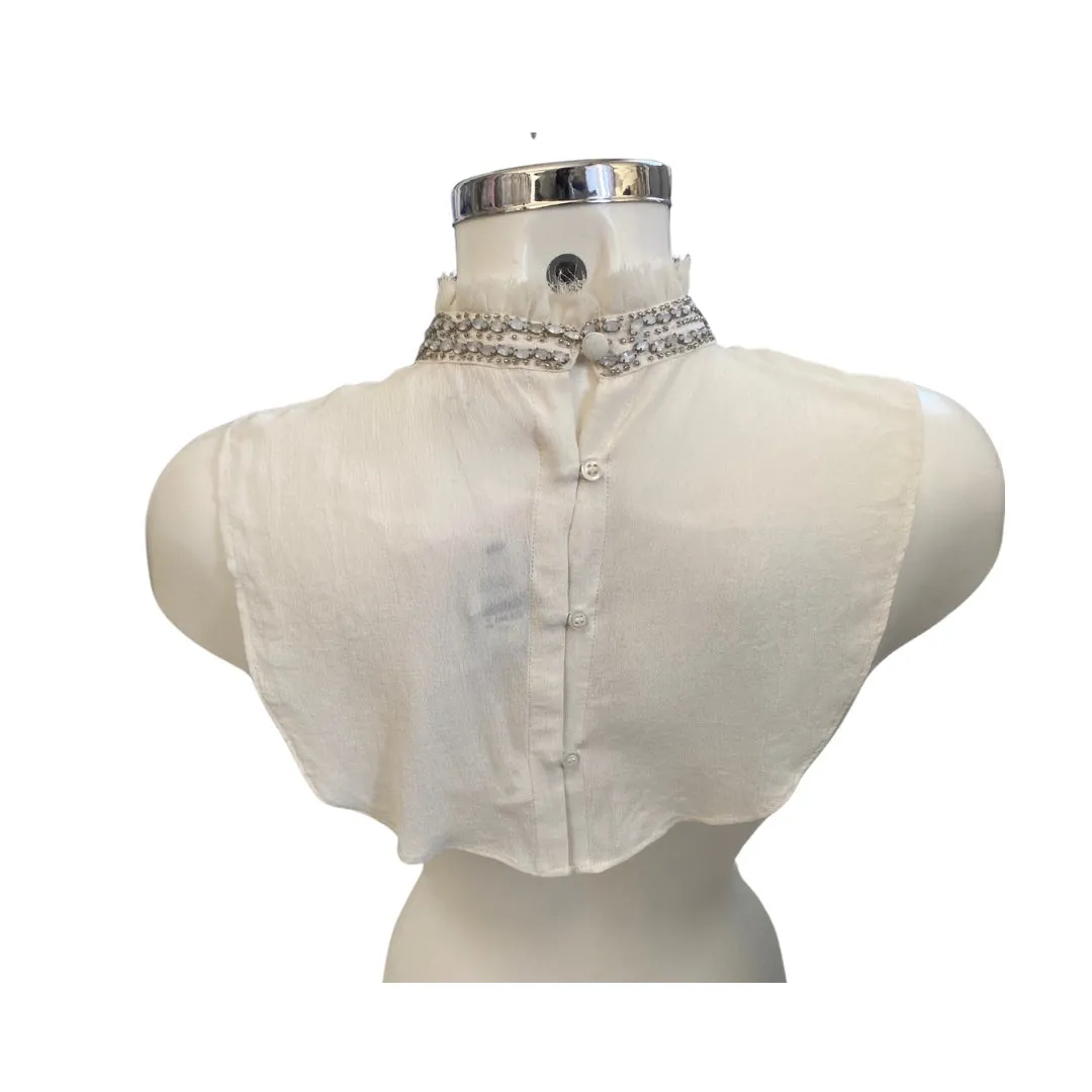 Embellished High Neck Sheer Faux Collar Cream ONE SIZE