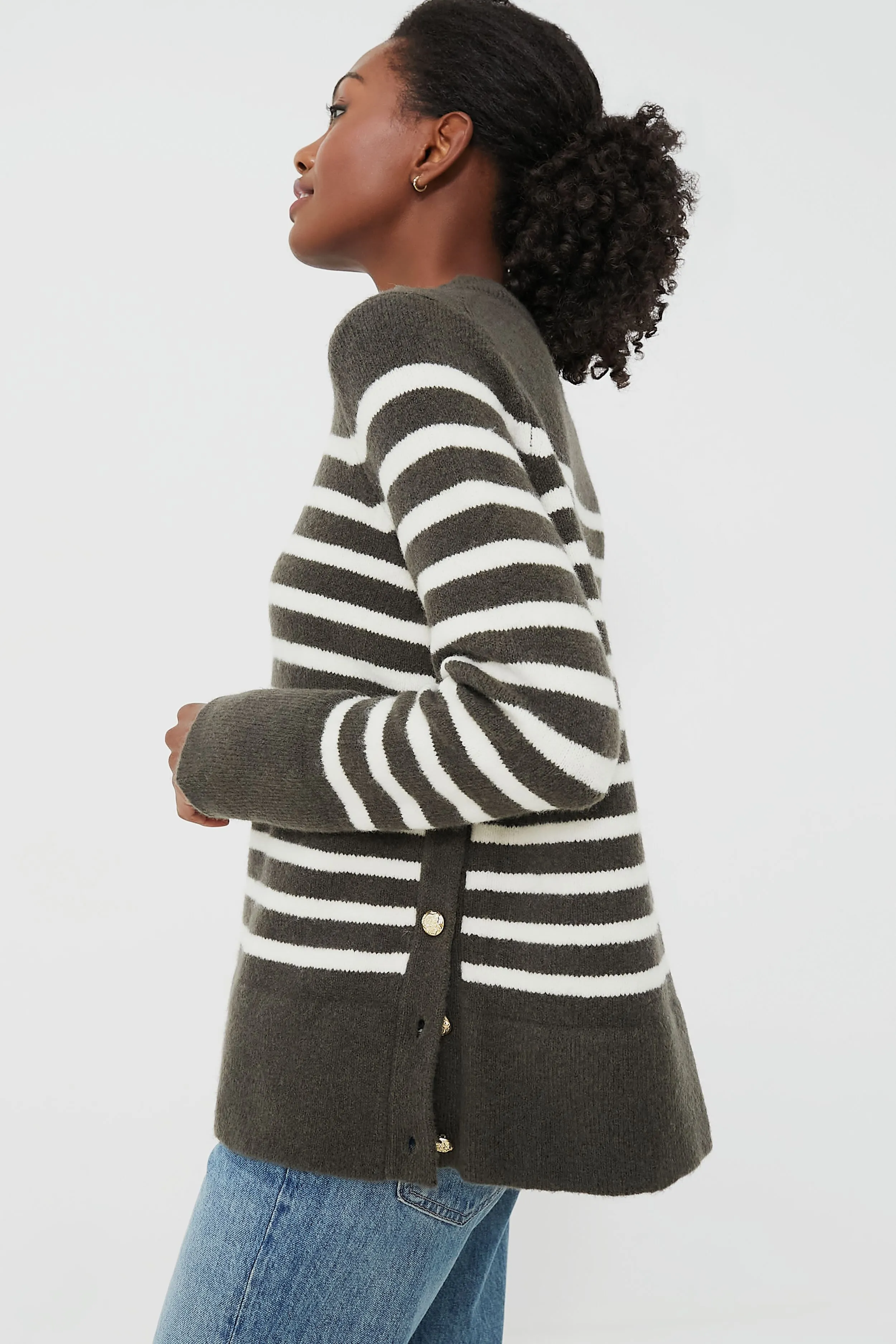 Evergreen and Ivory Stripe Bonnie Sweater