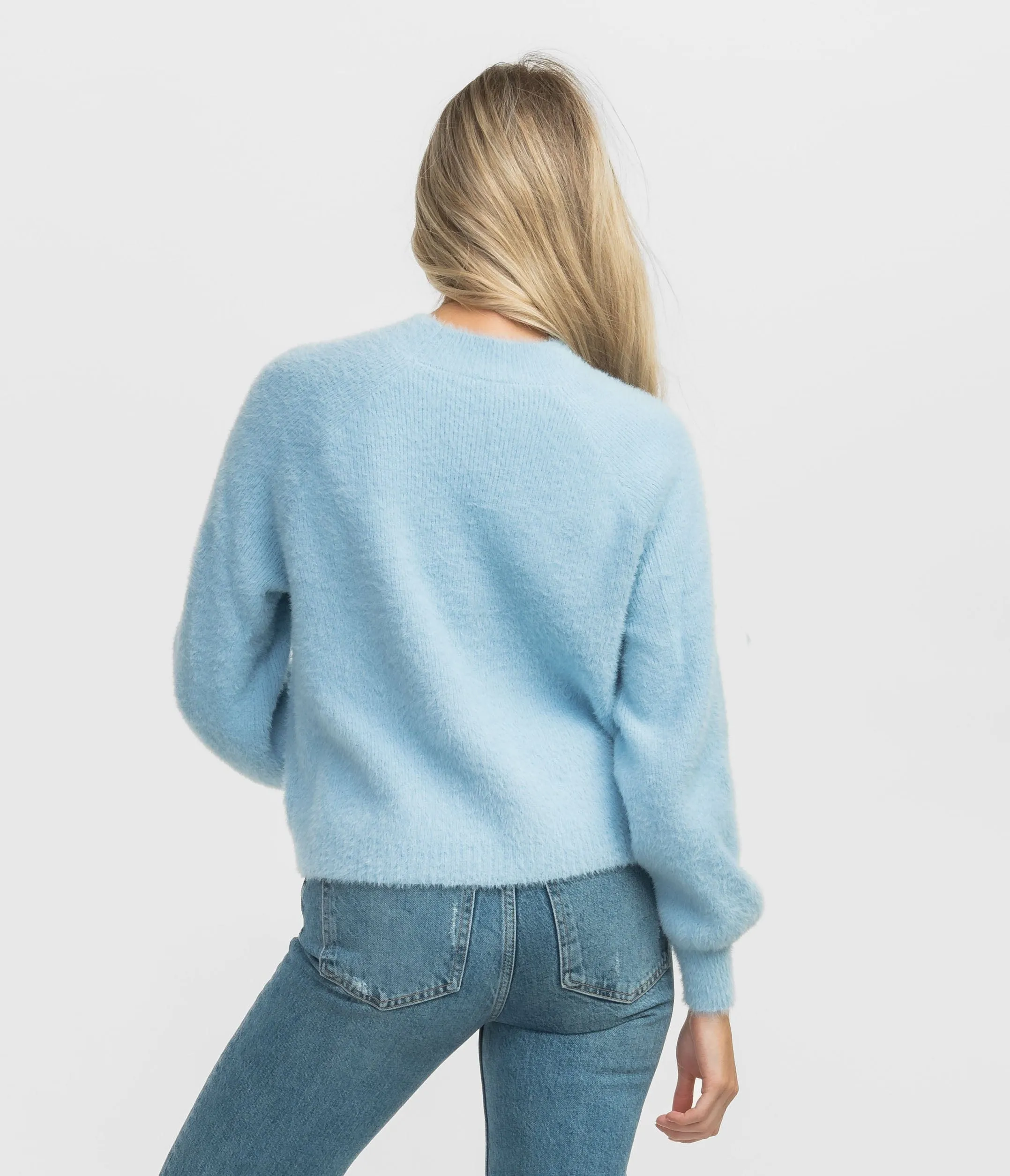 Feather Knit Mockneck Sweater - Crystal Lake