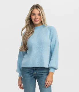 Feather Knit Mockneck Sweater - Crystal Lake