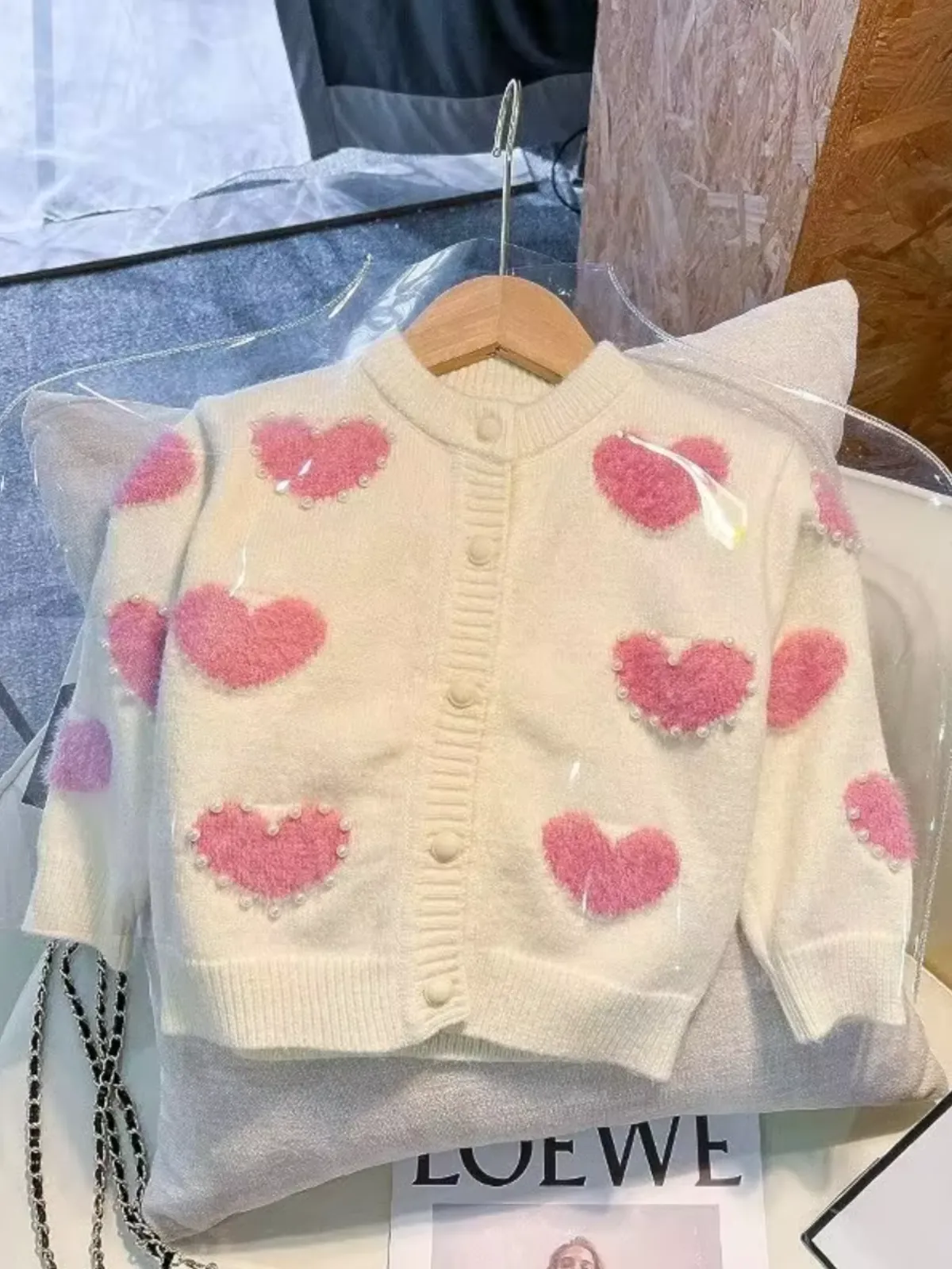 Girl's Cozy Love Heart Knitted Sweater Cardigan