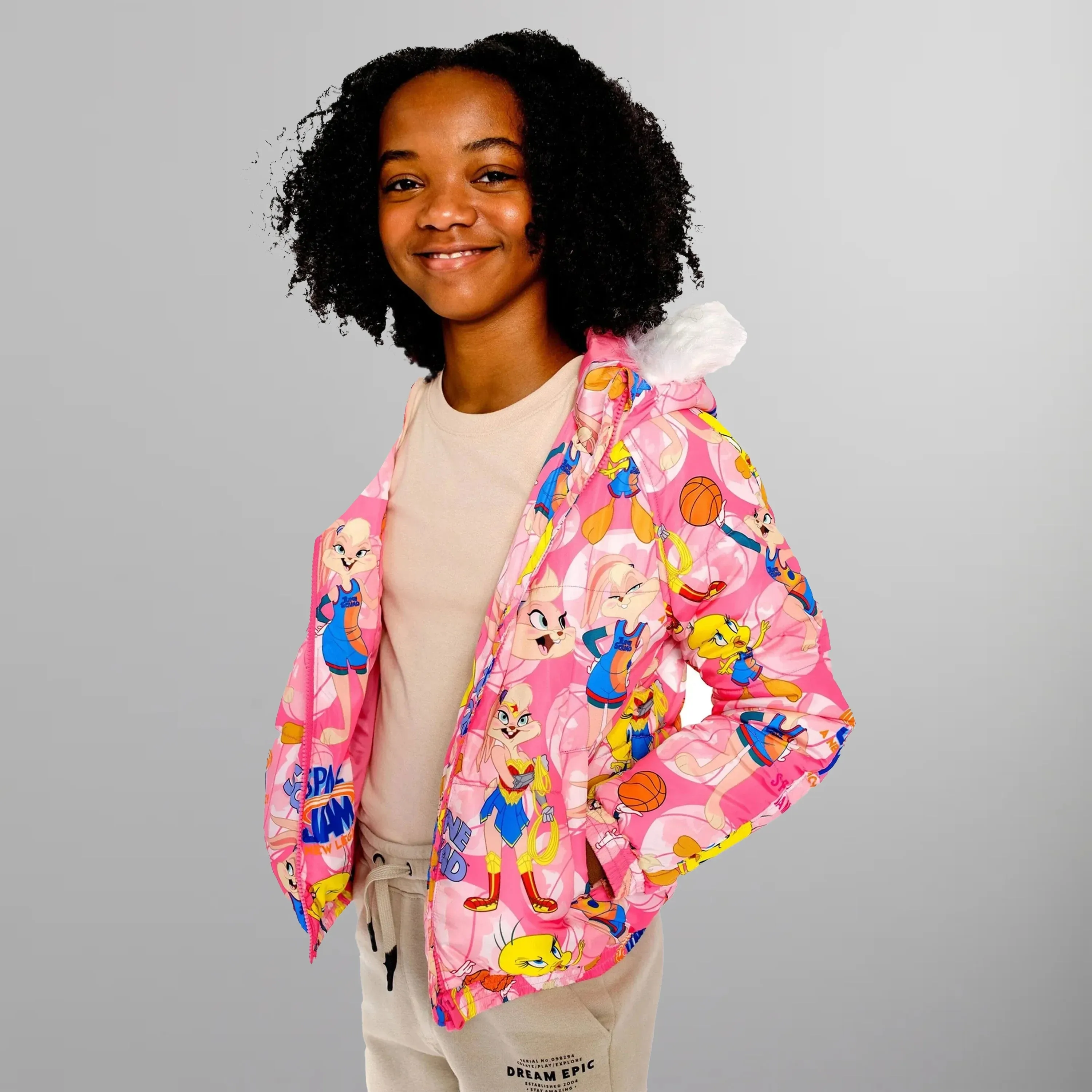 Girl's Heavy Quilted Puffer in New Looney Mash Jacket - FINAL SALE