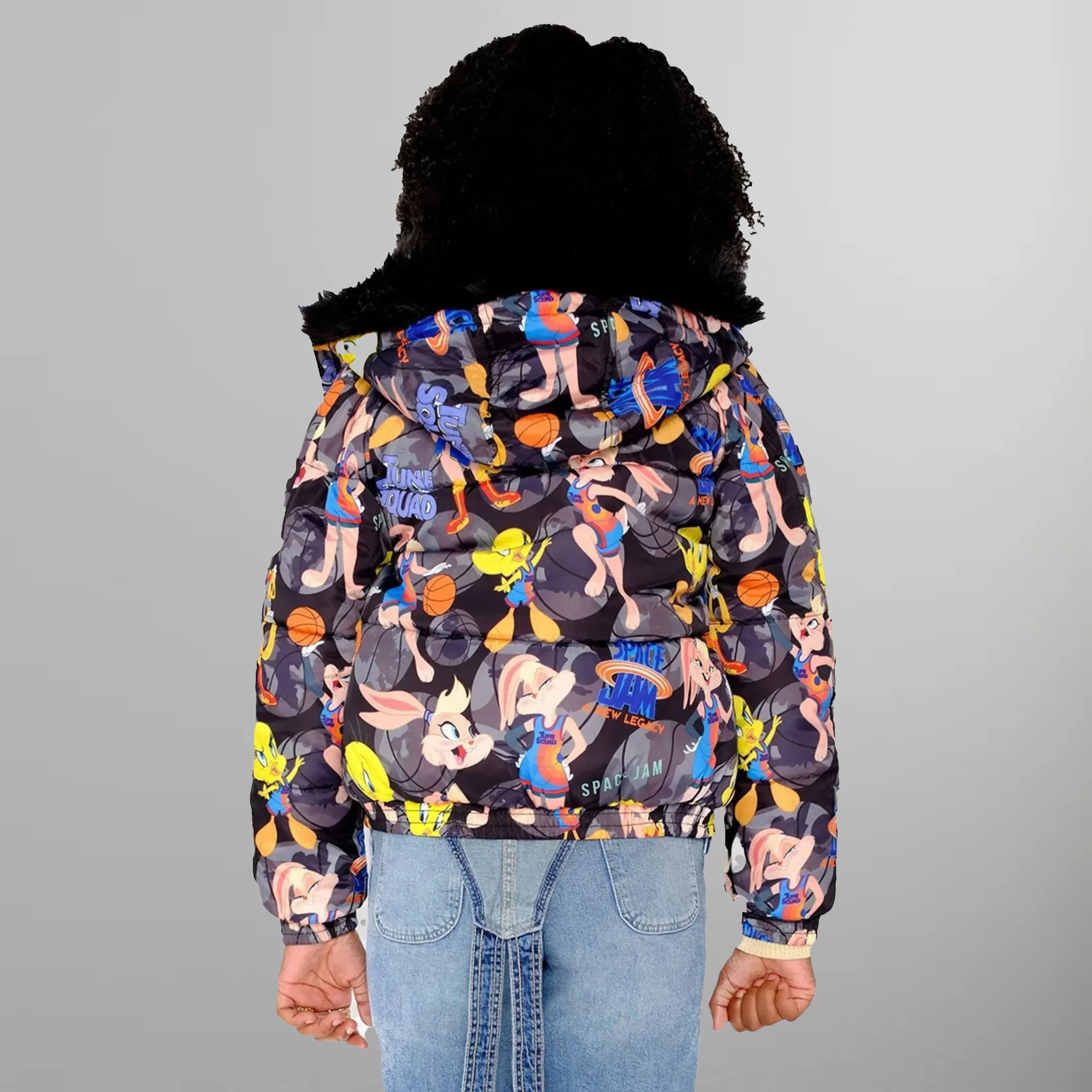 Girl's Heavy Quilted Puffer in New Looney Mash Jacket - FINAL SALE