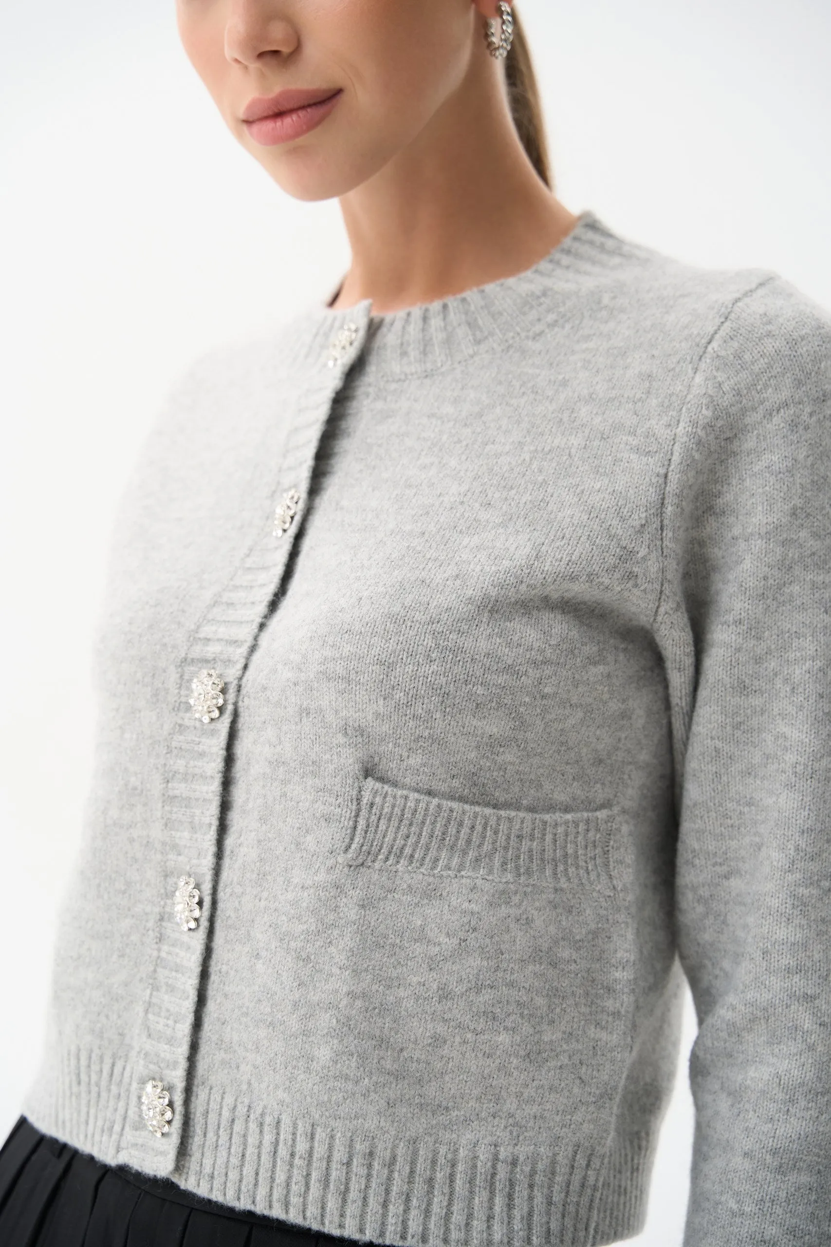 Grey Wool Knit Cardigan