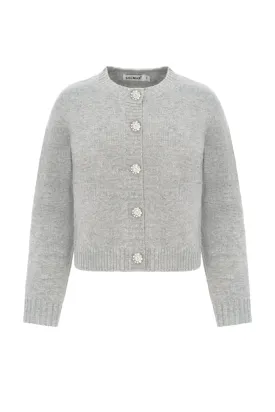 Grey Wool Knit Cardigan