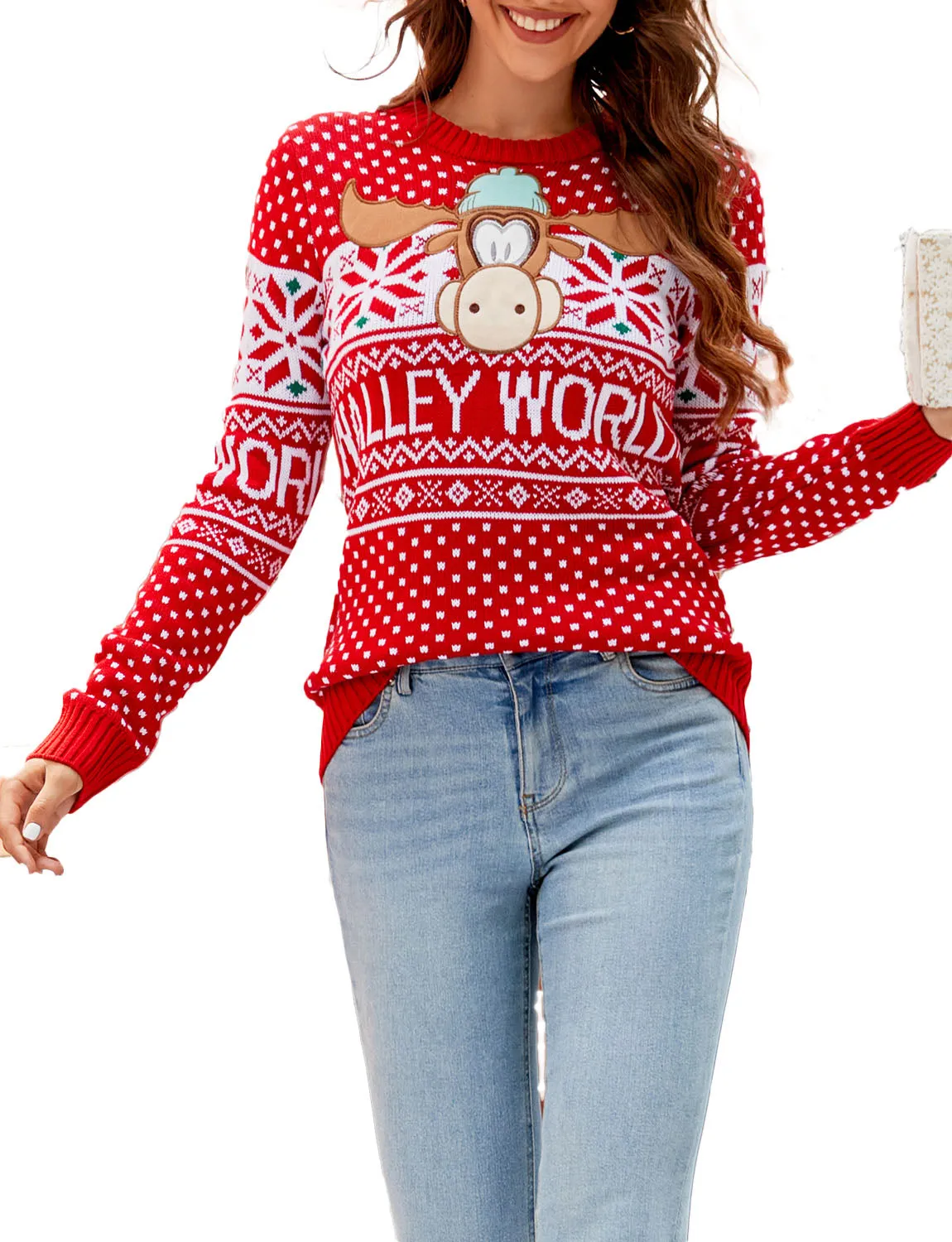 iB-iP Women's Christmas Casual Top Cozy Long Sleeve Pullover Sweater