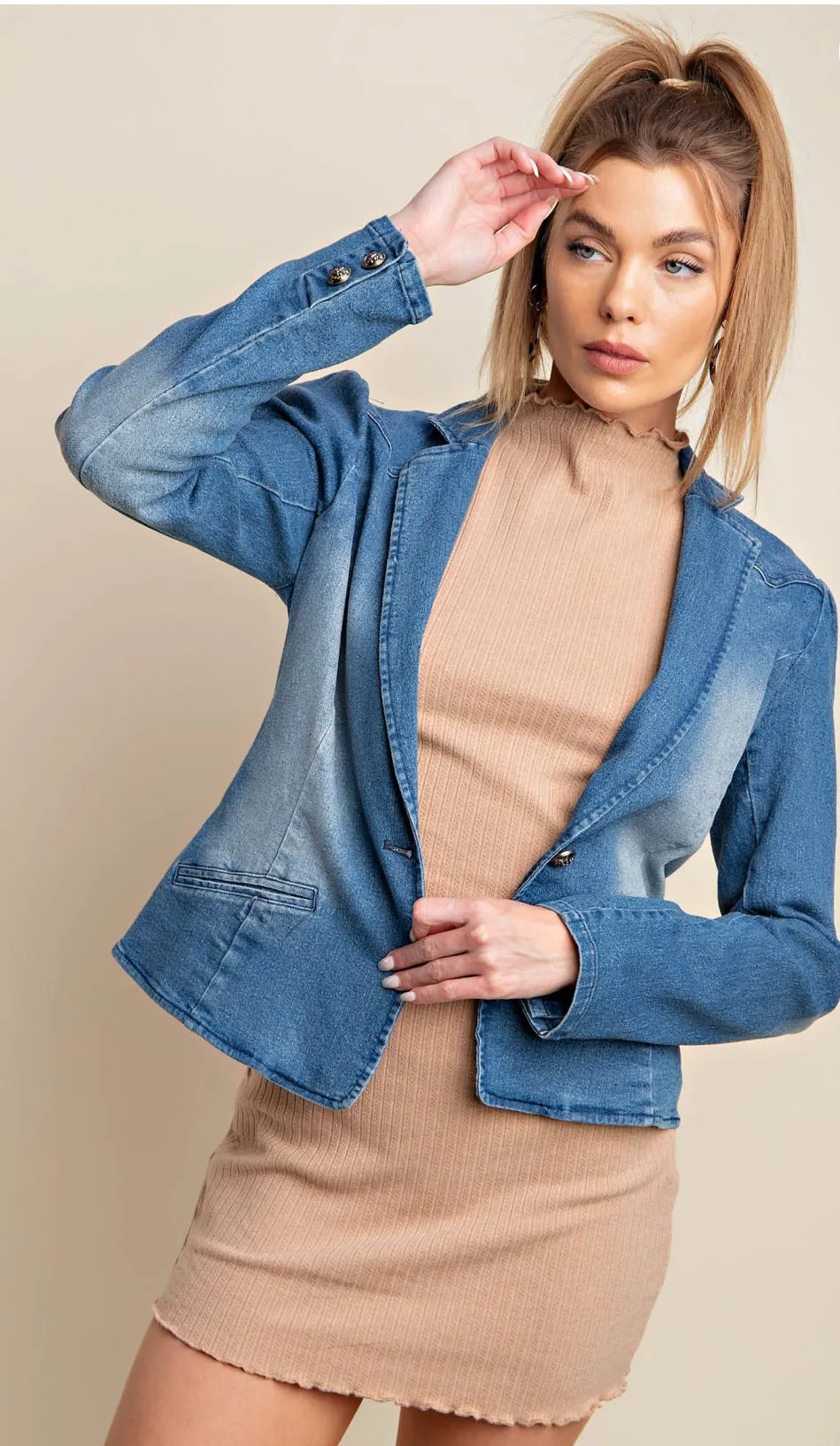 Kori Soft Washed Denim Blazer