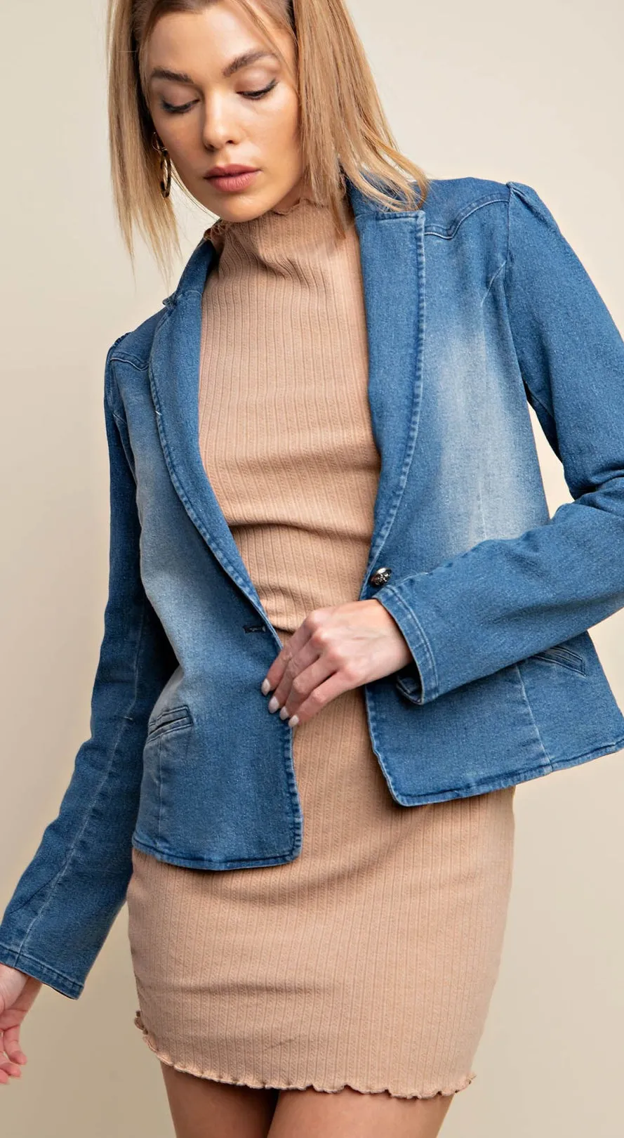 Kori Soft Washed Denim Blazer