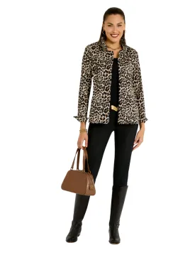 Leopard Knit Shirt Jacket