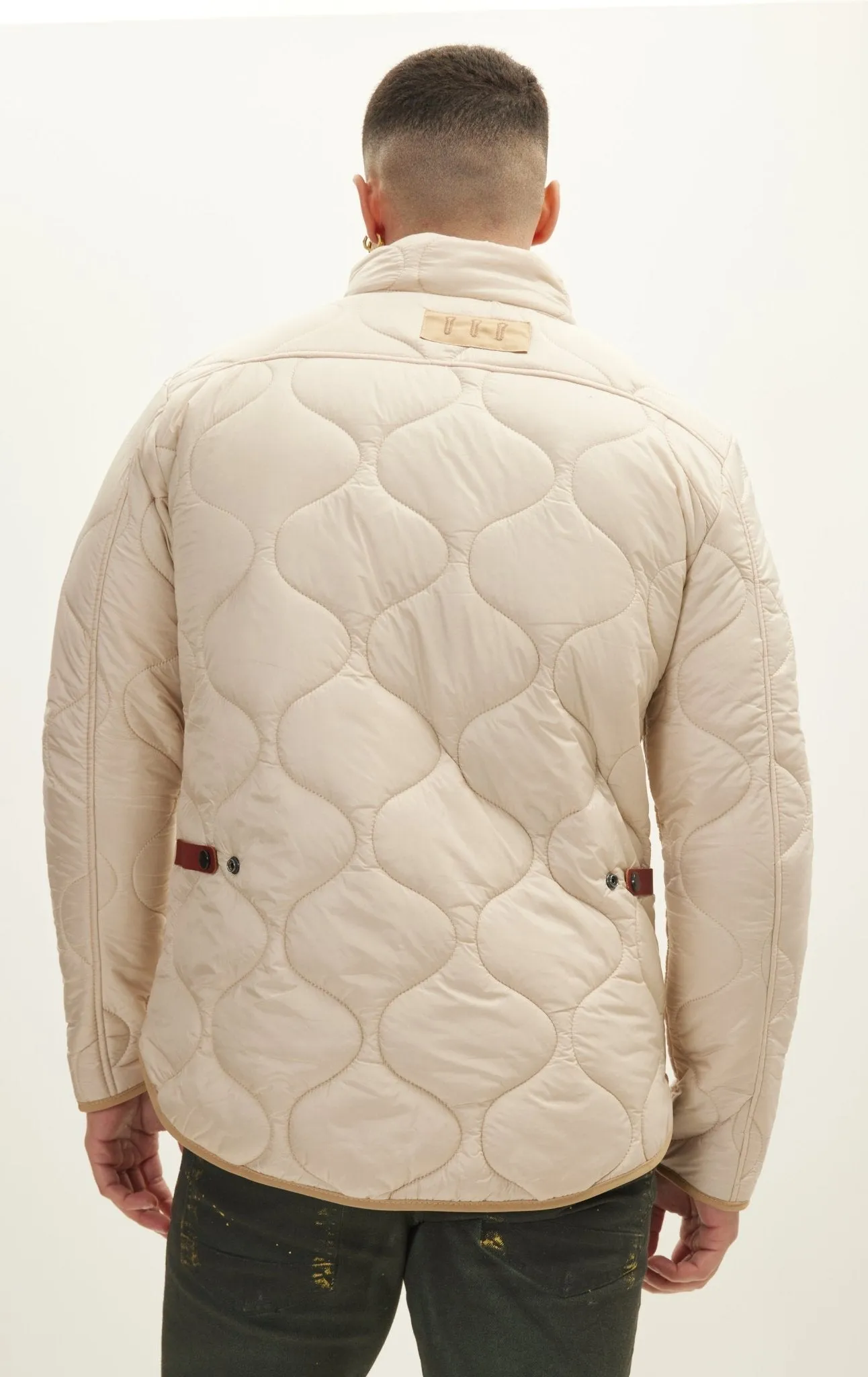 Light Padded Zipper-Up Coat - Stone