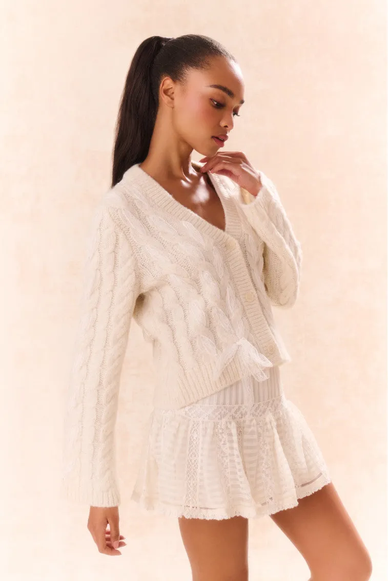 Louella Wool Knit Cardigan - SNOW