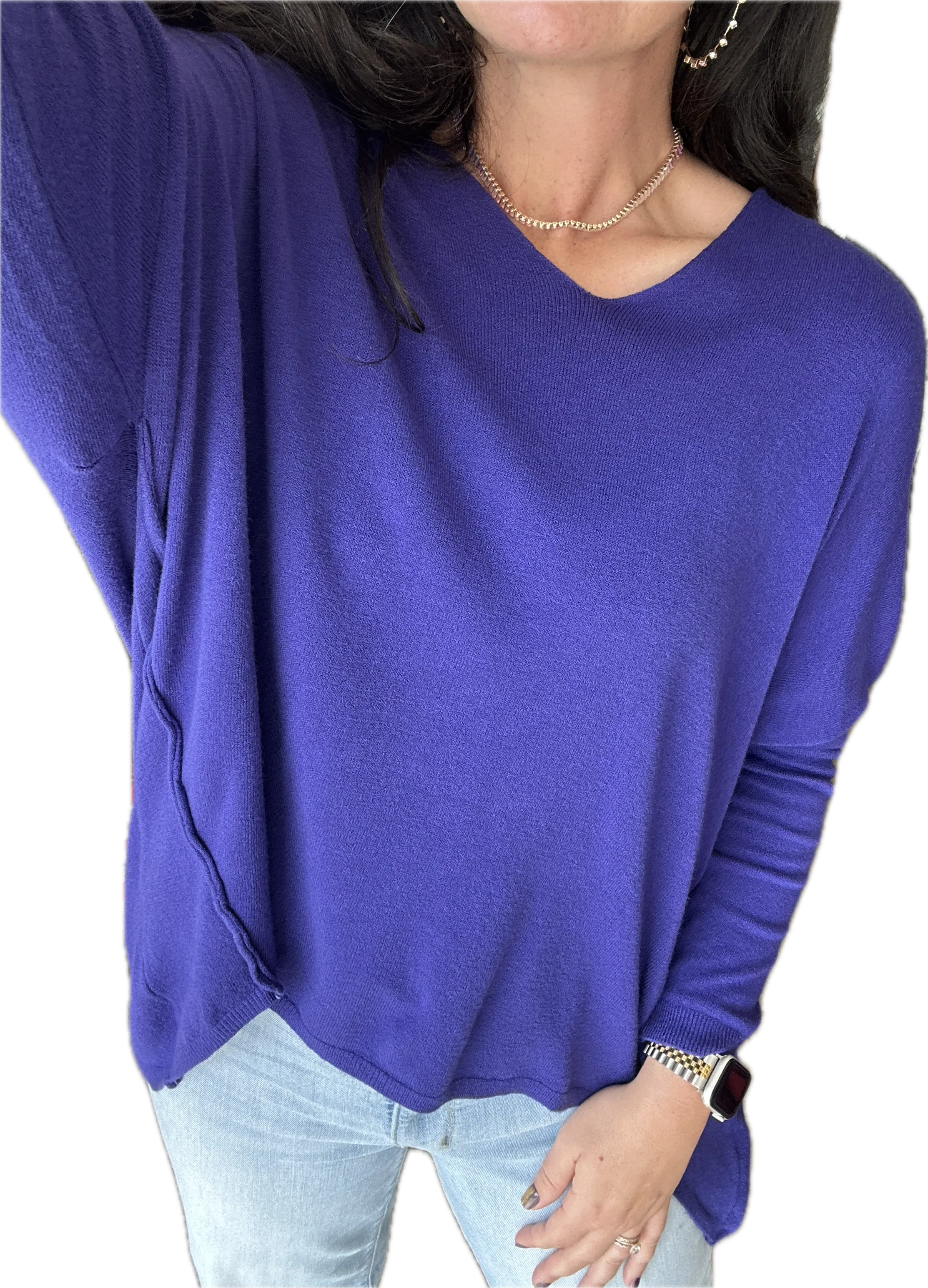 Made In Italy V-Neck High Low Sweater