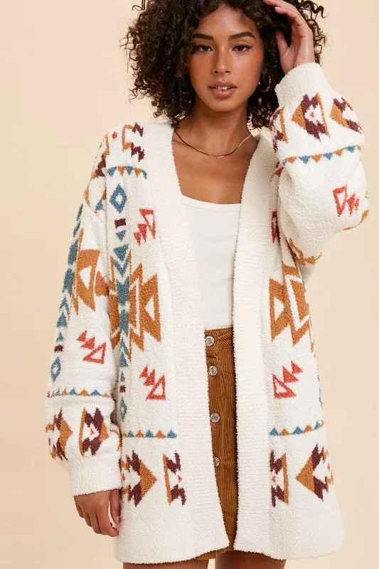 Maeve Patterned Knit Cardigan Sweater