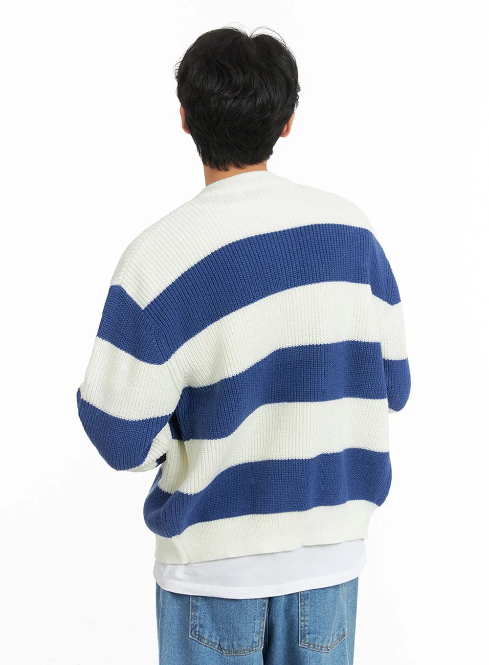 Men's Striped Zip-Up Cardigan IA401