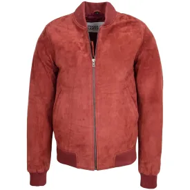 Mens Suede MA-1 Bomber Jacket Trevor Red