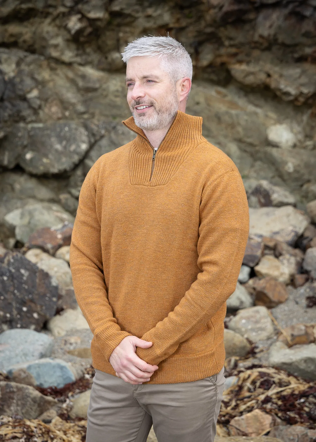 Mens Zip Sweater | Warm Sand