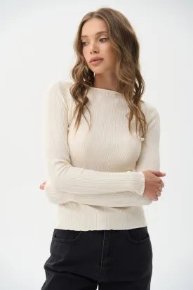 Milk Long Sleeve Rib Knit Sweater